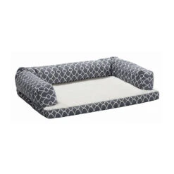 QuietTime® Defender Gray Color Geo Bolstered Orthopedic Sofa With Teflon For Pet 40 Inch(9931)