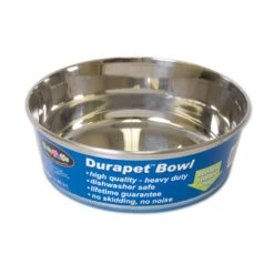 OurPets® Premium Rubber-Bonded Stainless Steel Bowl For Dog 1.25 Quartz(104091)