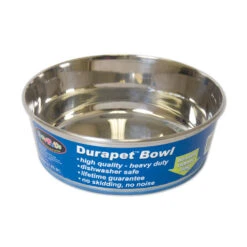 OurPets® Premium Rubber-Bonded Stainless Steel Bowl For Dog 4.5 Quartz(104094)